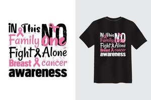 In This Family, No one fight alone. breast cancer awareness Typography Quote T-shirt Design vector