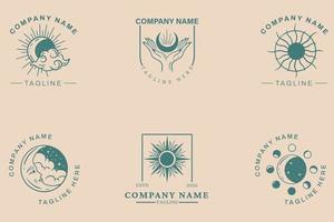 Mystical Dark Green Circle  Minimalist Symbol Logo Collection Pastel Style. vector