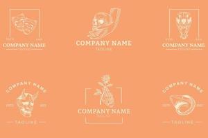 Mystical Gray Luxury Minimalist Symbol Logo Collection Light Orange Pastel Style. vector