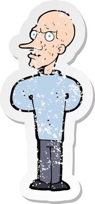 retro distressed sticker of a cartoon evil bald man