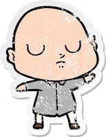 distressed sticker of a cartoon bald man vector