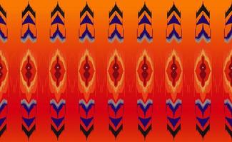 Ikat art motif, ethnic ethnic costume fabric pattern on orange-yellow gradient background. photo