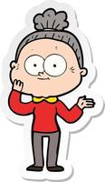 sticker of a cartoon happy old woman vector