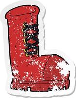 retro distressed sticker of a cartoon old work boot vector