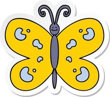 sticker of a quirky hand drawn cartoon butterfly vector