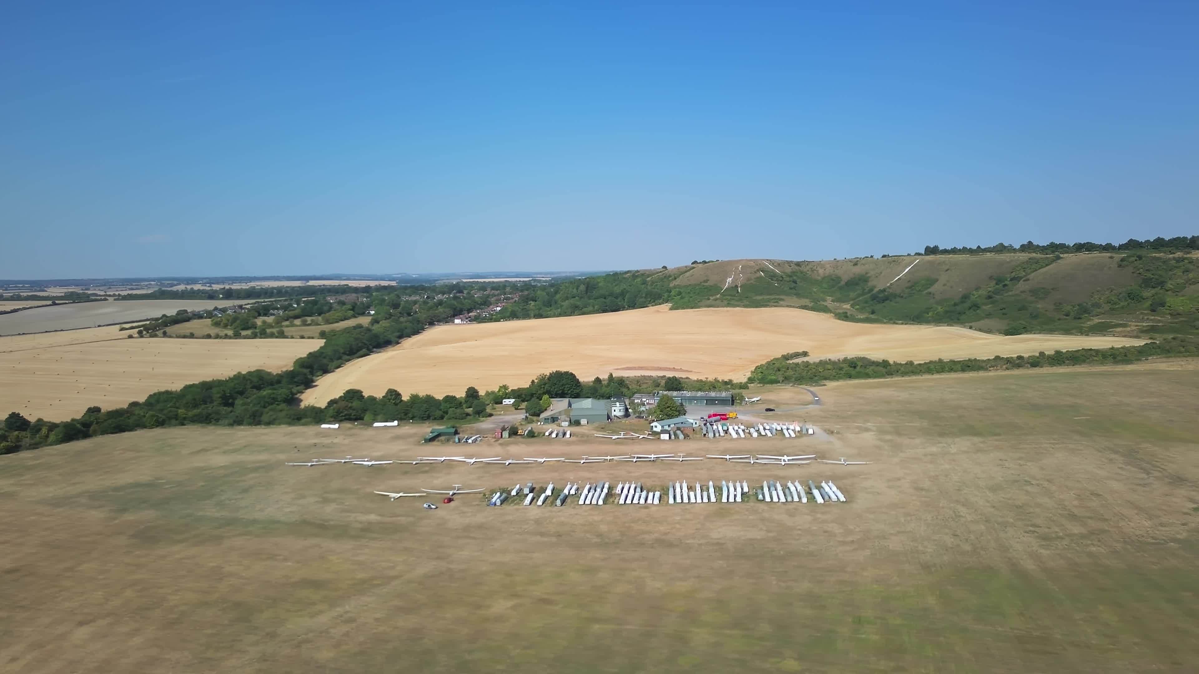 Glider's Airport in the field, High Angle Footage of Drone's Camera