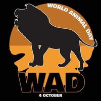 WAD 4 OCTOBER World Animal Day.Save animals Poster vector