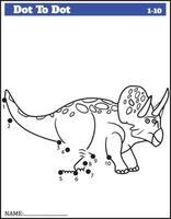 Funny cartoon dinosaur. Dot to dot game for kids, Numbers Worksheet. vector