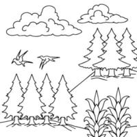 Design Vector Coloring Page Nature Landscape