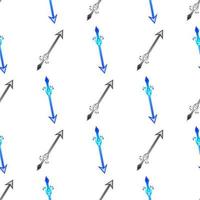 Seamless pattern with abstract magic arrows on white background. Wizard skills. Vector illustration.
