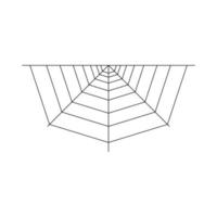 Half spider web isolated on white background. Halloween spiderweb element. Cobweb line style. Vector illustration for any design.