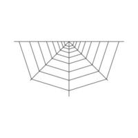 Half spider web isolated on white background. Halloween spiderweb element. Cobweb line style. Vector illustration for any design.