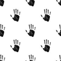 Seamless pattern with human palm on white background. Handprint icon. Vector illustration for design, web, wrapping paper, fabric, wallpaper.