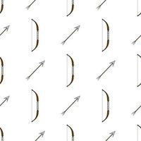 Seamless pattern with bow weapon and arrows on white background. Vector illustration.