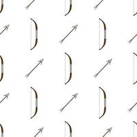 Seamless pattern with bow weapon and arrows on white background. Vector illustration.