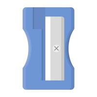 Blue pencil sharpener isolated on white background. Cartoon style. Vector illustration for any design.