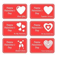 Set of Greeting Card for Valentines Day. Vector Illustration isolated on white background.