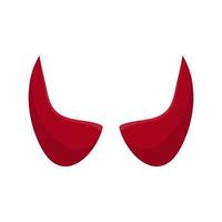 Red devil horn isolated on white background. Cartoon style. Clean and modern vector illustration for design, web.