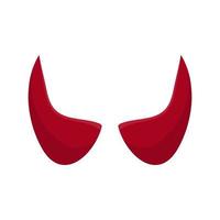 Red devil horn isolated on white background. Cartoon style. Clean and modern vector illustration for design, web.