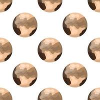 Seamless pattern with pluto planet isolated on white background. Planet of solar system. Cartoon style vector illustration for any design.