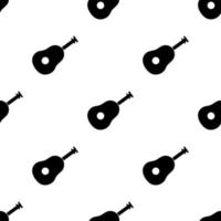 Seamless pattern with black silhouette of guitar on white background. Simple icon. Holiday decorative elements. Vector illustration for design, web, wrapping paper, fabric