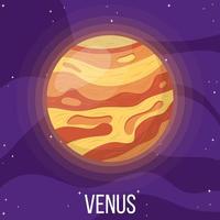 Venus planet in space. Colorful universe with Venus. Cartoon style vector illustration for any design.