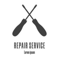 Silhouette icons of a crossed screwdrivers. Repair service logo. Clean and modern vector illustration.