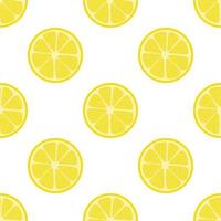 Seamless pattern with fresh lemon fruit on white background. Abstract lemon background. Vector illustration for design, web, wrapping paper, fabric, wallpaper