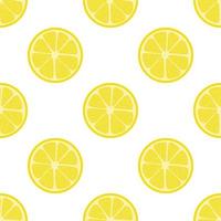 Seamless pattern with fresh lemon fruit on white background. Abstract lemon background. Vector illustration for design, web, wrapping paper, fabric, wallpaper