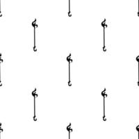 Seamless pattern with black magic staff icon on white background. Magic wand, scepter, stick, rod. Vector illustration.