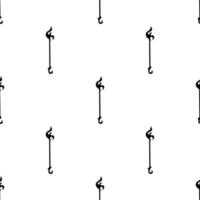 Seamless pattern with black magic staff icon on white background. Magic wand, scepter, stick, rod. Vector illustration.