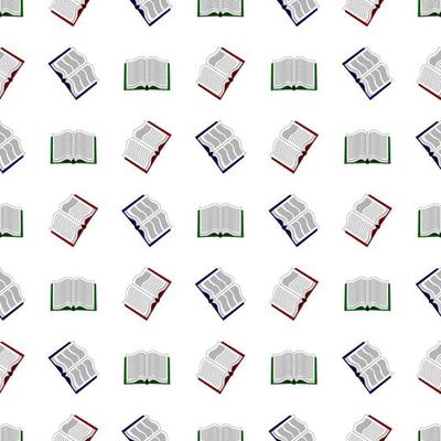 Seamless pattern with different books on white background. Vector illustration.