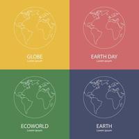 Set of earth globe logo template. World map. Line style icon of earth planet. Clean and modern vector illustration for design, web.