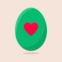 Vector Easter Egg isolated on beige background. Colorful Egg with Heart Pattern. Flat Style. For Greeting Cards, Invitations. Vector illustration for Your Design, Web.