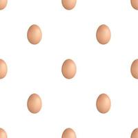 Seamless pattern with realisitic brown egg on white background. Chicken egg. Vector illustration for design, wrapping paper, fabric.