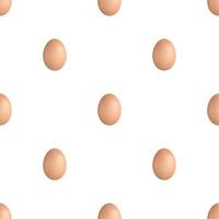 Seamless pattern with realisitic brown egg on white background. Chicken egg. Vector illustration for design, wrapping paper, fabric.