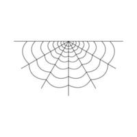 Half spider web isolated on white background. Halloween spiderweb element. Cobweb line style. Vector illustration for any design.