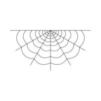 Half spider web isolated on white background. Halloween spiderweb element. Cobweb line style. Vector illustration for any design.