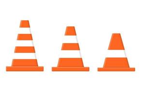 Set of traffic cones isolated on white background. Cartoon style. Vector illustration for any design.