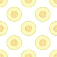 Seamless pattern with fresh half melon fruit on white background. Honeydew melon. Summer fruits for healthy lifestyle. Organic fruit. Cartoon style. Vector illustration for any design.