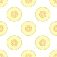 Seamless pattern with fresh half melon fruit on white background. Honeydew melon. Summer fruits for healthy lifestyle. Organic fruit. Cartoon style. Vector illustration for any design.