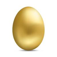 Realistic golden egg isolated on white background. Easter egg for greeting card. vector