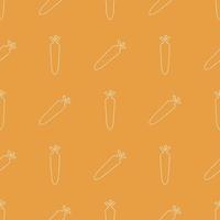 Seamless pattern with line style icon of carrot on orange background. Vector illustration for design, web, wrapping paper, fabric, wallpaper.