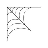 Quarter spider web isolated on white background. Halloween spiderweb element. Cobweb line style. Vector illustration for any design.