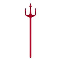 Red trident isolated on white background. Devil, neptune trident. Cartoon style. Clean and modern vector illustration for design, web.