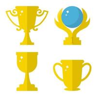 Set of Vector Winner Trophy Cup Icons. Flat Golden Trophy Symbol isolated on white background. Vector illustration for Your Design, Web.