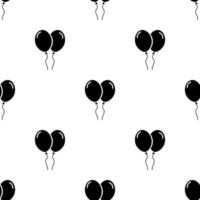 Seamless pattern with black silhouette of balloons on white background. Simple icon. Holiday decorative elements. Vector illustration for design, web, wrapping paper, fabric