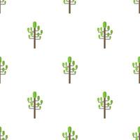 Seamless pattern with flat green tree icon on white background. Vector illustration for design, web, wrapping paper, fabric, wallpaper.