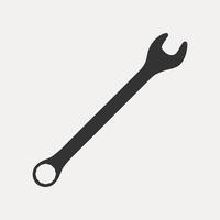 Silhouette icon of wrench. Workshop, mechanic, car repair service logo template. Clean and modern vector illustration.