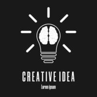 Icon of brain in lightbulb. Creative idea logo template. Clean and modern vector illustration.